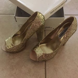 Steve Madden Alice Gold Glitter Heels 7