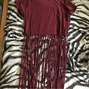 Maroon fringe crop top