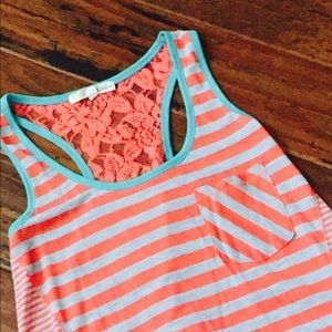 Stripes and lace tank NWOT