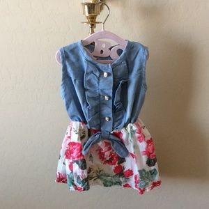 Floral denim girls dress