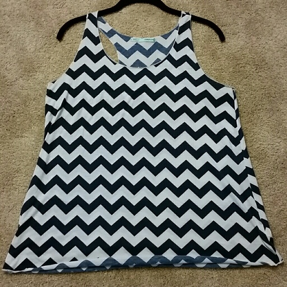 Blue chevron print tank