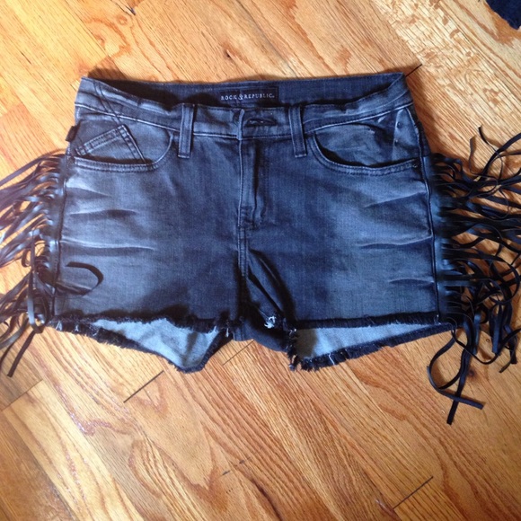 Black denim shorts