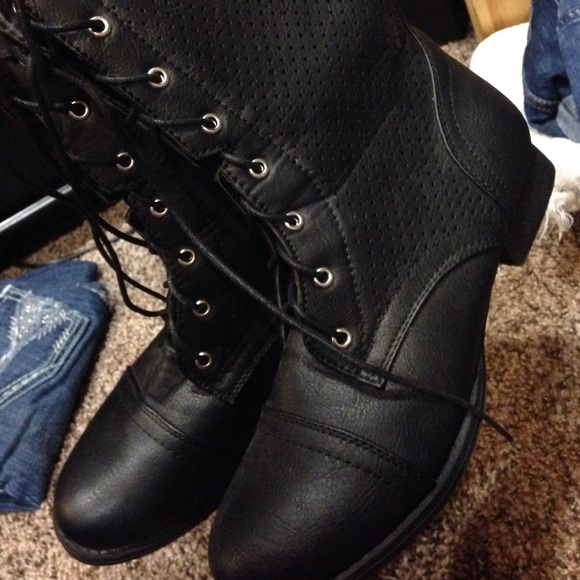 Black combat boots