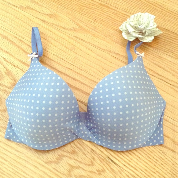 Blue & pink polka dot Victoria's Secret bra