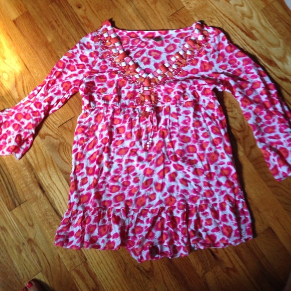 Pink, orange and white cheetah blouse