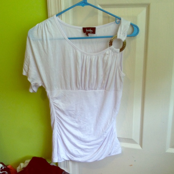 White dressy one shoulder blouse