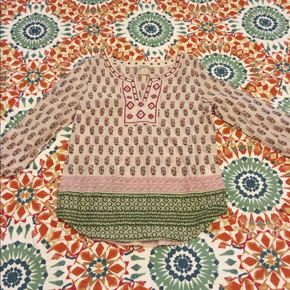 Lucky brand pink and green tunic