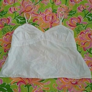 American Eagle White Eyelet Tank Top