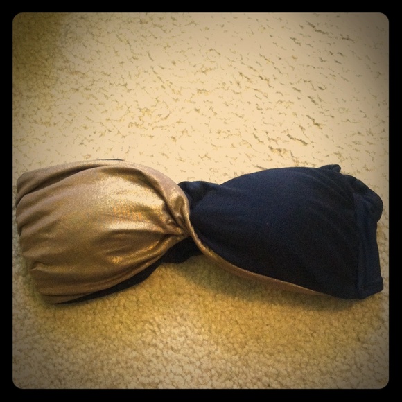 Black/gold reversible swimsuit top