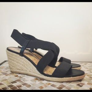 Black espadrille wedge sandals