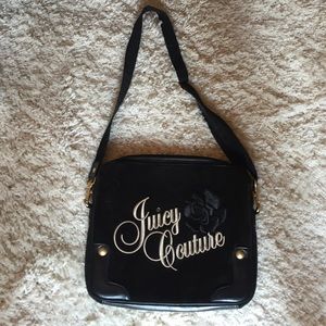Black Velour Juicy Couture Laptop Sleeve w/ Straps