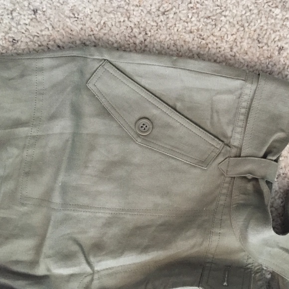 Olive green long linen BCBG pants - Picture 3 of 3