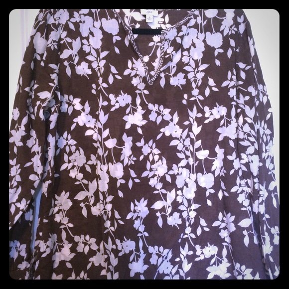 J. Jill boho tunic brown and white floral