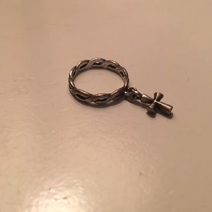James Avery Twisted Wire ring with cross charm