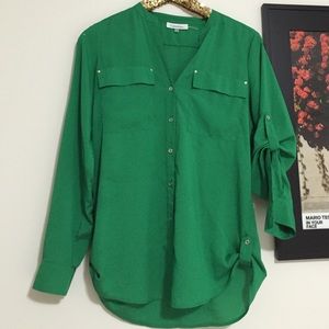 Calvin Klein Green Button-up Blouse