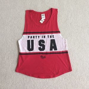 VS pink party in the USA tank