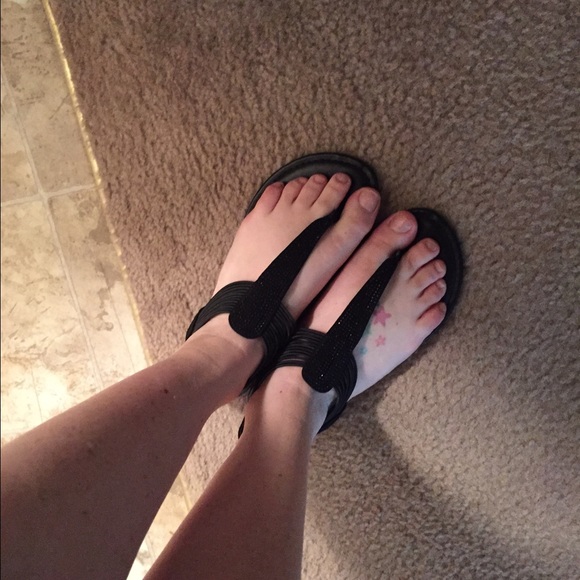 Sparkly black sandals