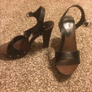 Black strap heels