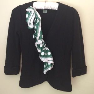 Black wool sweater with scarf detailing by HWR