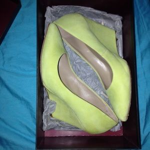 Lime green wedge heels