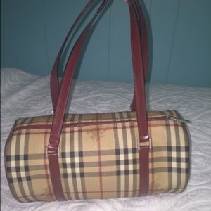 Burberry Tootsie Roll Bag with red straps