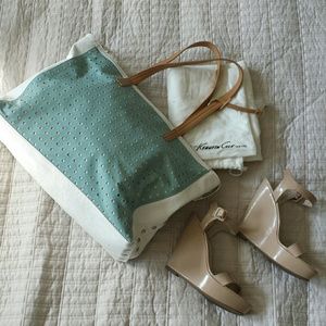 Kenneth Cole Mint amd Eggshell Tote