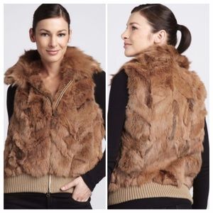 Jocelyn Fox-Collared Rabbit Fur Vest