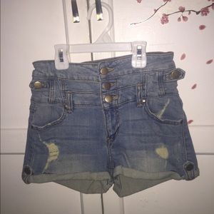 Denim high waisted shorts