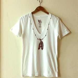 RA Gallery Graphic Deep Vneck Tshirt. Hand Printed