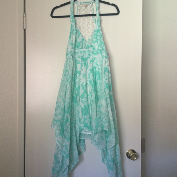 Green and white summer dress