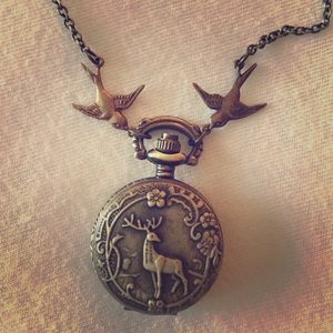 Clock necklace, nature theme !