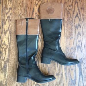 Etienne Aigner Black and Tan riding boots