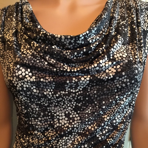 Black and white drape neck top