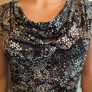 Black and white drape neck top