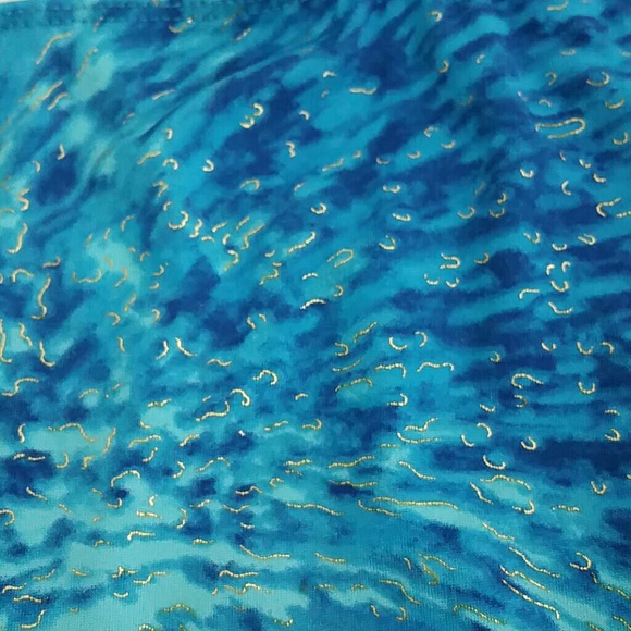 Gorgeous Blue Aqua Gold One Shoulder Top - Picture 2 of 4