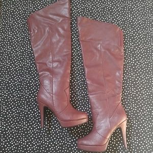 Knee high boots & snakeskin pumps