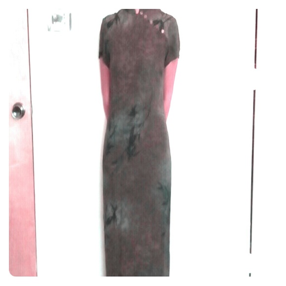 Long sheer Asian-inspired maxi dress