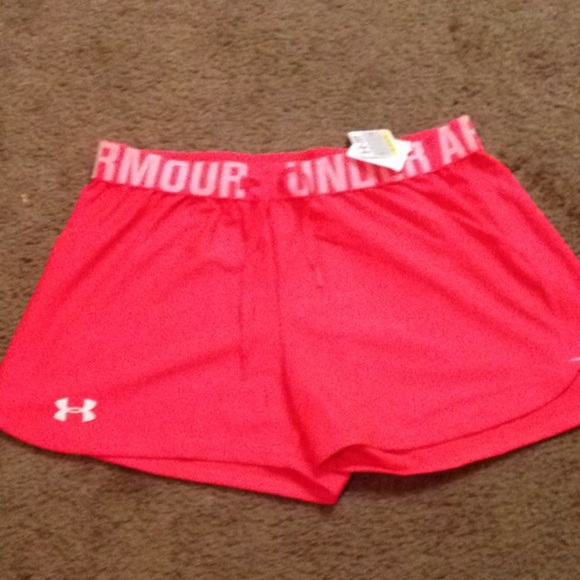 Coral/pink under armour shorts
