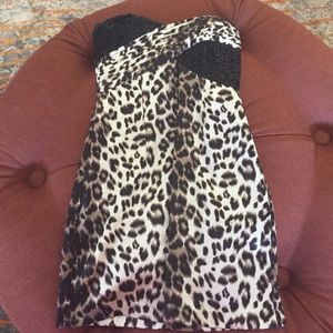 Strapless cheetah coctail dress