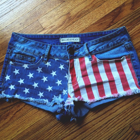 Bullhead American Flag Denim Shorts
