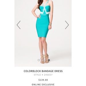 Bebe colorblock Aqua bandage dress