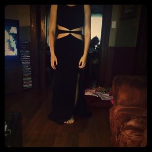 Black long tight dress