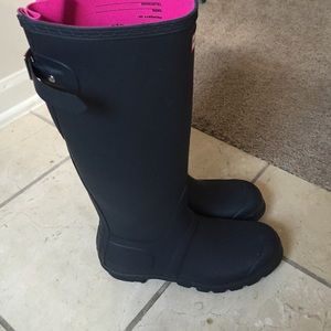 Authentic Navy with pink accent rain boots.