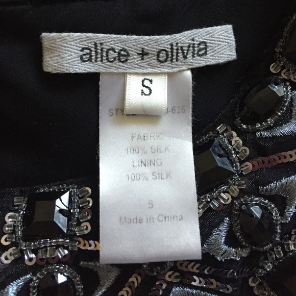 Alice + Olivia Black Embroidered Silk Dress - Picture 4 of 4