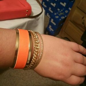 NWT orange and gold bangle bracelet set