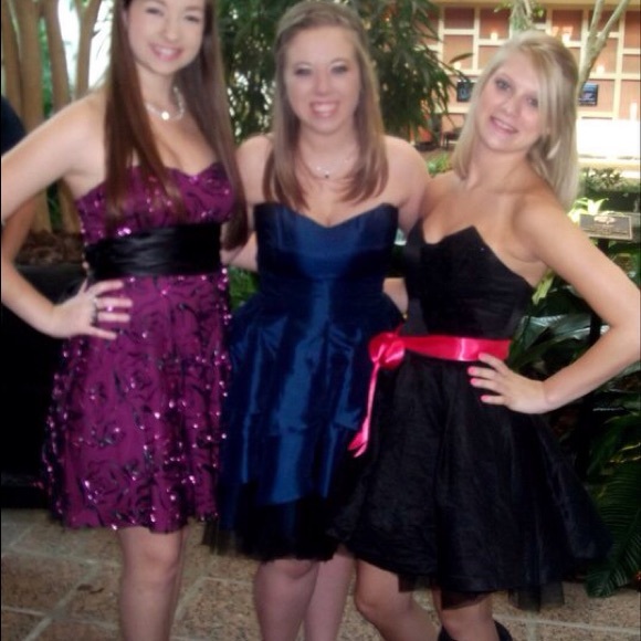 Navy Formal Ruffle Dress - Picture 4 of 4