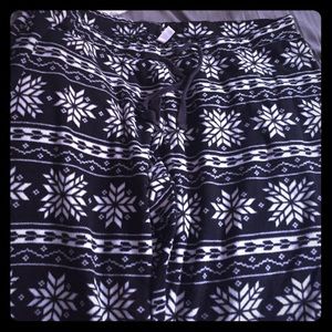 Snowflake print fleece pj bottoms