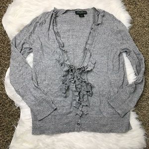 [Eddie Bauer] Grey Ruffle Cardigan