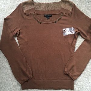 🍁🍂Brown Military Style Sweater w/ Gold 🌿🍃