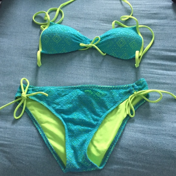 green & blue bikini